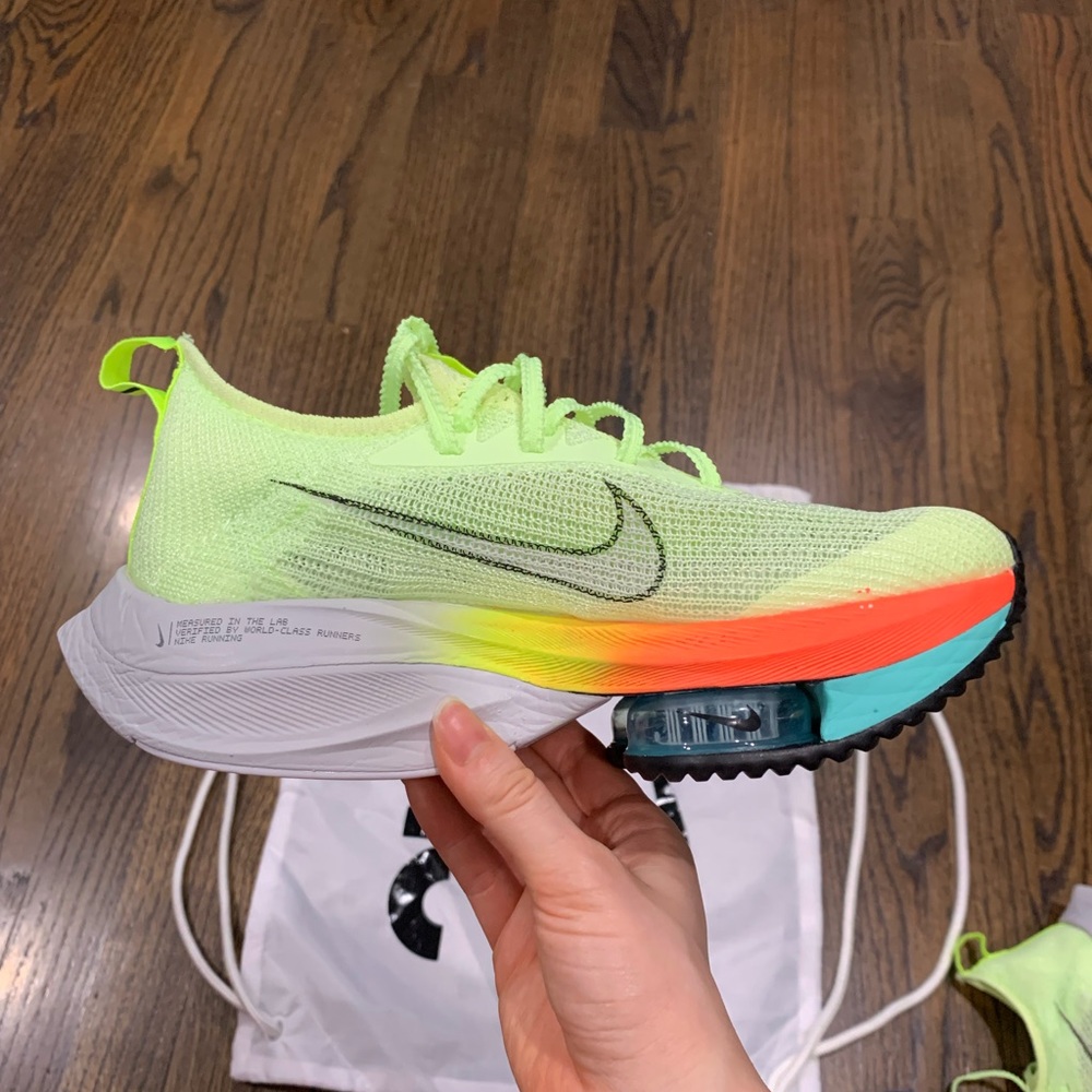 New Nike Air Zoom Alphafly Next% Barely Volt/Black-Hyper Orange Women’s US 5.5 - Picture 11 of 14
